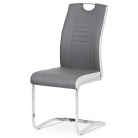 Jídelní židle, chrom / koženka šedá s bílými boky  DCL-406 GREY